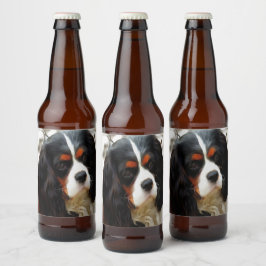 Portrait eines Königs Charles Cavalier Spaniel Bierflaschenetikett