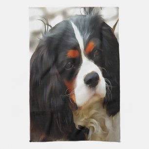 Portrait eines Königs Charles Cavalier Spaniel Geschirrtuch