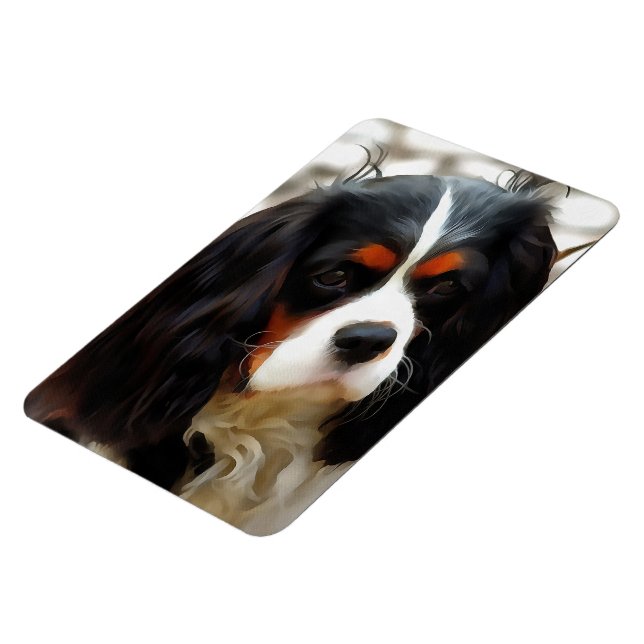 Portrait eines Königs Charles Cavalier Spaniel Magnet (Linke Seite)