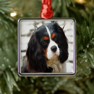 Portrait eines Königs Charles Cavalier Spaniel Ornament Aus Metall