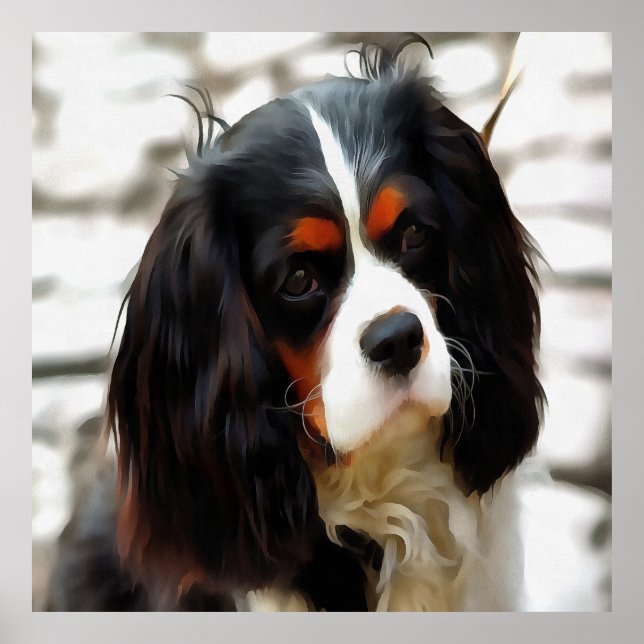 Portrait eines Königs Charles Cavalier Spaniel Poster (Vorne)
