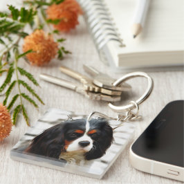 Portrait eines Königs Charles Cavalier Spaniel Schlüsselanhänger