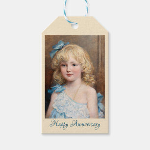 Portrait eines Mädchens in einem blauen Kleid, Hey Geschenkanhänger