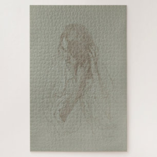 Portrait eines Mädchens mit Händen im Haar - Mucha