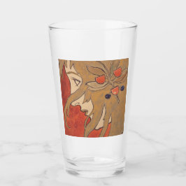 Portrait eines schönen Mädchen in Rot (Jugendstil) Glas