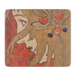 Portrait eines schönen Mädchen in Rot (Jugendstil) Schneidebrett
