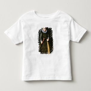 Portrait eines vierjährigen Jungen mit Club und Kleinkind T-shirt