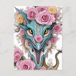 Portrait eines wunderschönen, skurrilen, rosa Drac Postkarte