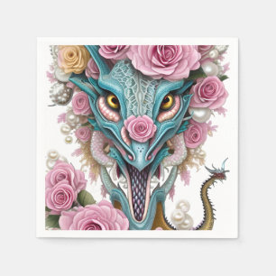Portrait eines wunderschönen, skurrilen, rosa Drac Serviette