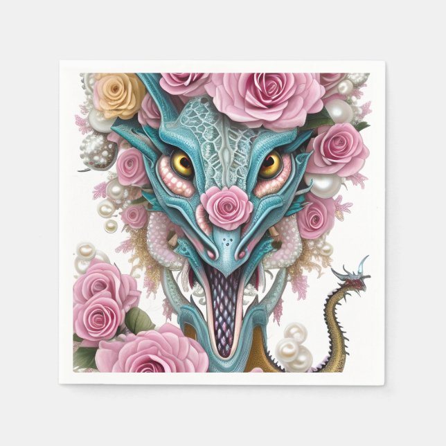 Portrait eines wunderschönen, skurrilen, rosa Drac Serviette (Vorderseite)