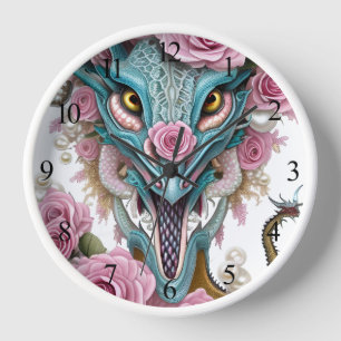 Portrait eines wunderschönen, skurrilen, rosa Drac Uhr