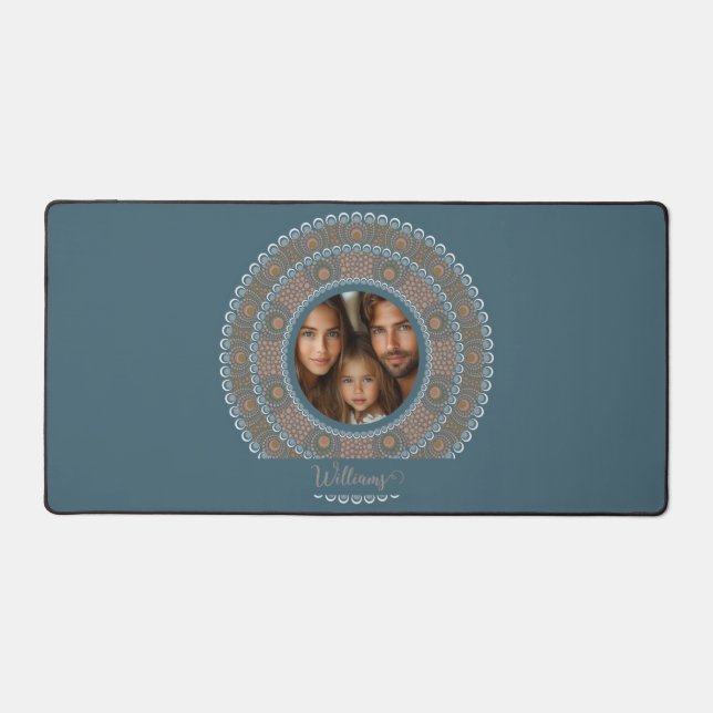 Portrait familial personnalisé Turquoise et Mandal (Recto)
