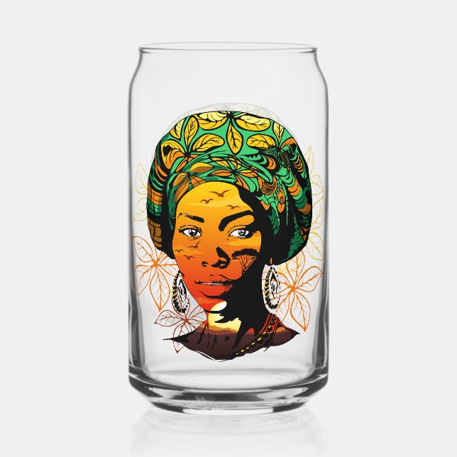 Portrait féminin africain avec coucher de soleil (Recto)