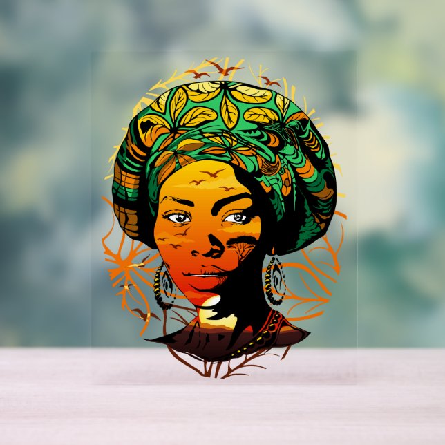 Portrait féminin africain avec coucher de soleil (Neutre)