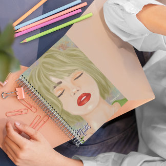 Portrait femme dessin carnet modifiable