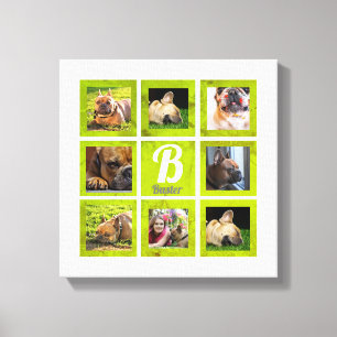 Portrait Foto Collage monogramm grün & weiß Leinwanddruck