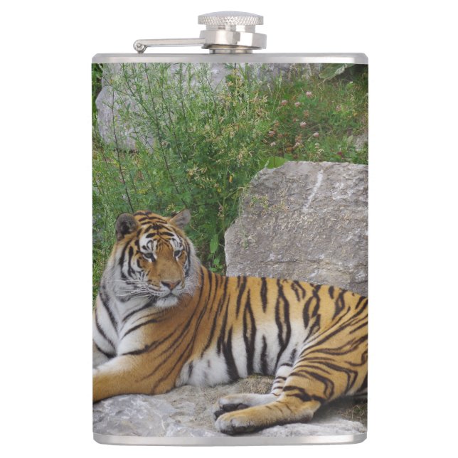 Portrait-Foto eines sibirischen Tigers Flachmann (Vorderseite)