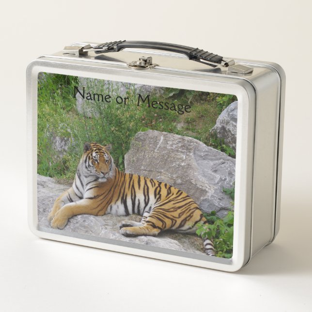 Portrait-Foto eines sibirischen Tigers Metall Brotdose (Vorderseite)