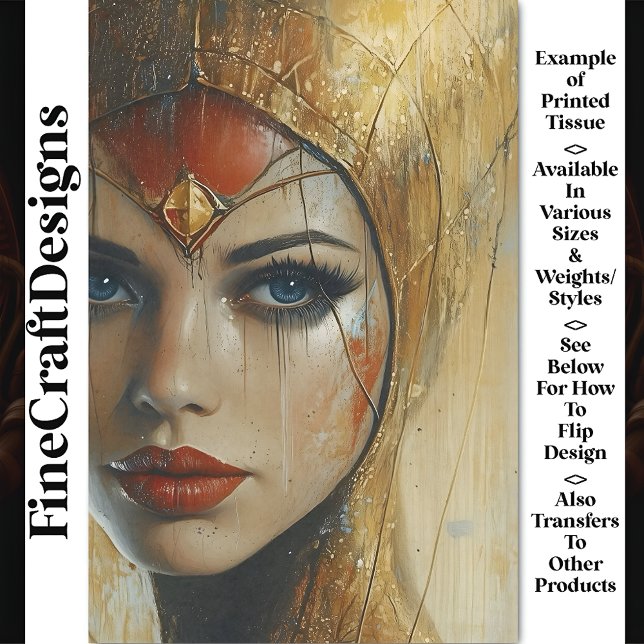 Portrait, Gold-Adresse, rote Lippen, BV3-Decoupage Seidenpapier (Von Creator hochgeladen)