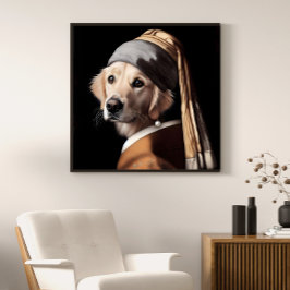 Portrait Golden Retriver Berühmte Vermeer Malerei Poster