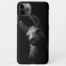Portrait Head Niedlich Llama mit schwarzem Hinterg iPhone 11Pro Max Hülle