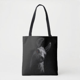 Portrait Head Niedlich Llama mit schwarzem Hinterg Tasche