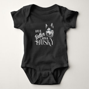 Portrait Head Siberischer Husky mit blauen Augen Baby Strampler