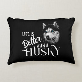 Portrait Head Siberischer Husky mit blauen Augen Dekokissen