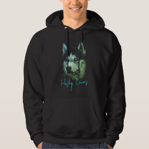 Portrait Head Siberischer Husky mit blauen Augen Hoodie