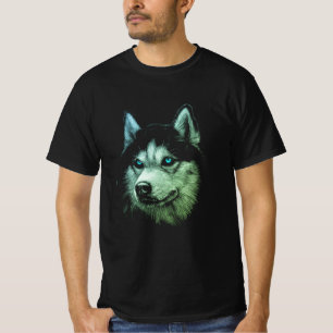 Portrait Head Siberischer Husky mit blauen Augen T-Shirt