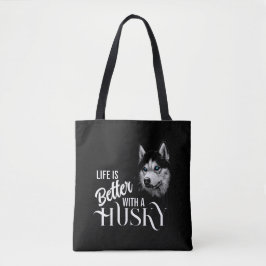 Portrait Head Siberischer Husky mit blauen Augen Tasche