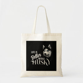 Portrait Head Siberischer Husky mit blauen Augen Tragetasche