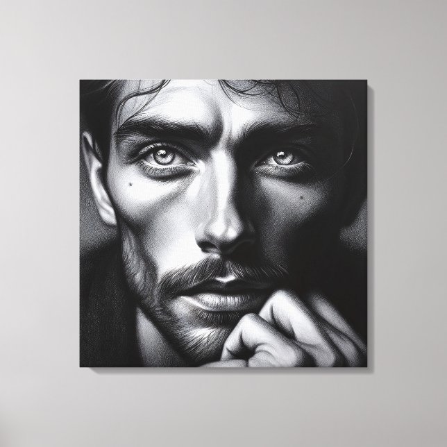 Portrait in Graphit: Der Silent Storyteller Leinwanddruck (Vorderseite)