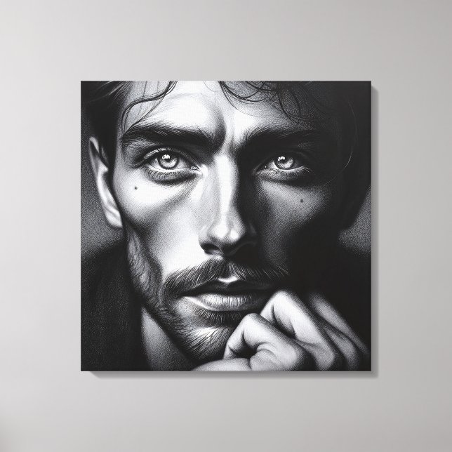 Portrait in Graphit: Der Silent Storyteller Leinwanddruck (Vorderseite)