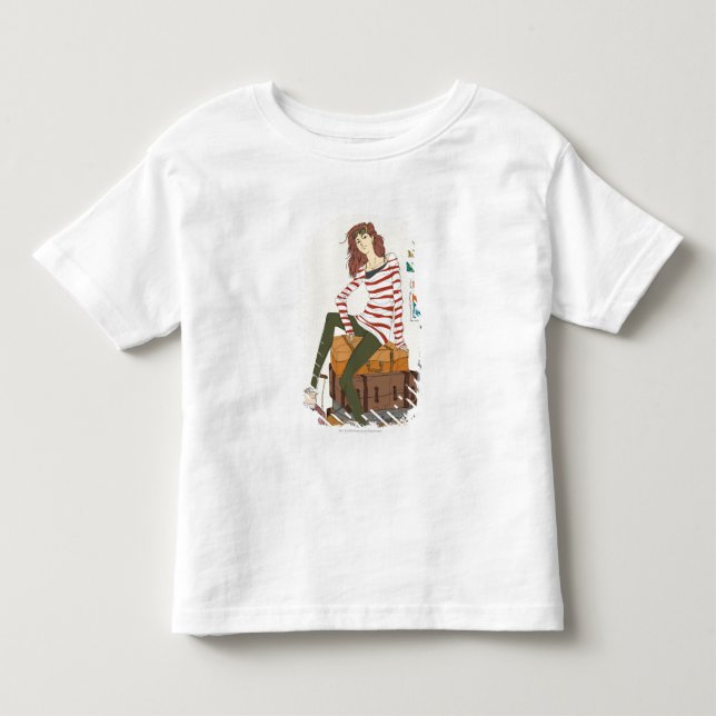 Portrait junger Frauen im Koffer Kleinkind T-shirt (Vorderseite)