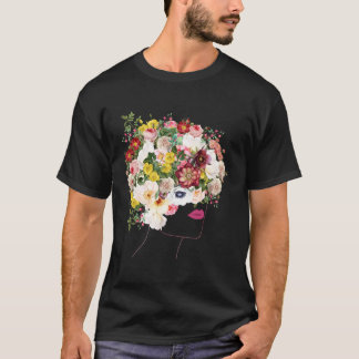 Portrait mit Blumenhaar botanischer Inspiriert Blu T-Shirt