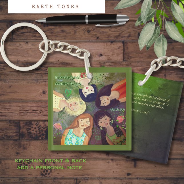 Portrait multiethnique de la Journée international (International Women's Day multi ethnic portrait Keychain)