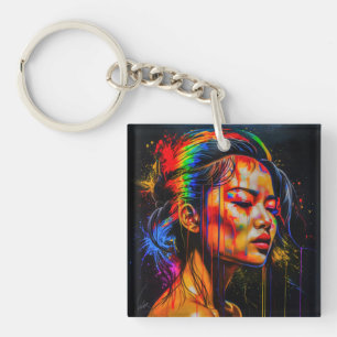 Portrait Neon Vibrant - Art Expressionniste Abstra