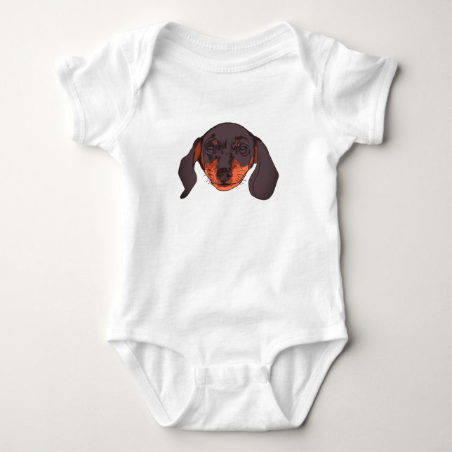 Portrait niedliche Dackel Baby Strampler (Vorderseite)