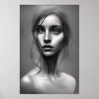 Portrait noir et blanc de femme poster imprimable