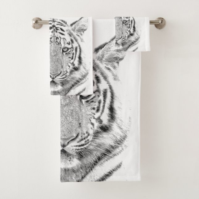 Portrait noir et blanc de tigre (En situation)