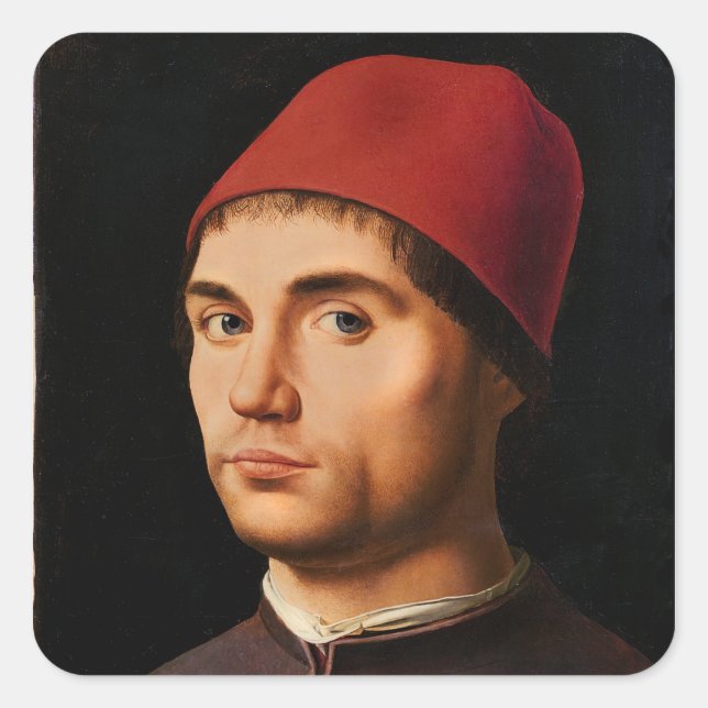 Portrait of a Man, c.1475 Quadratischer Aufkleber (Vorderseite)