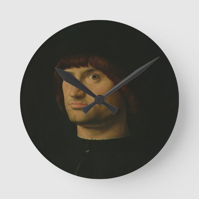 Portrait of a Man, oder The Condottiere, 1475 (Öl Runde Wanduhr (Vorderseite)