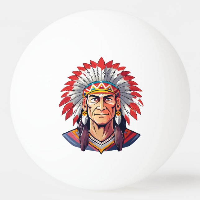 Portrait of a Native American old Chief Tischtennisball (Vorderseite)