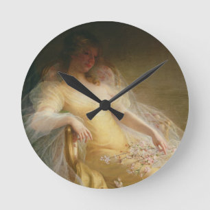 Portrait of a Woman (oil on canvas) Runde Wanduhr