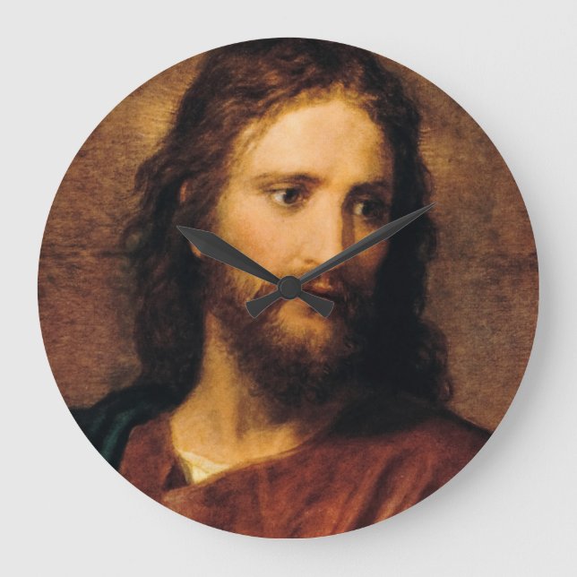 Portrait of Christ by Heinrich Hofmann Große Wanduhr (Vorderseite)