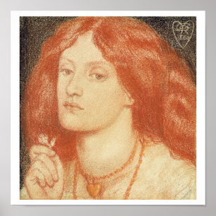 Portrait of Elizabeth Siddal (1834-62), 1860 (red Poster