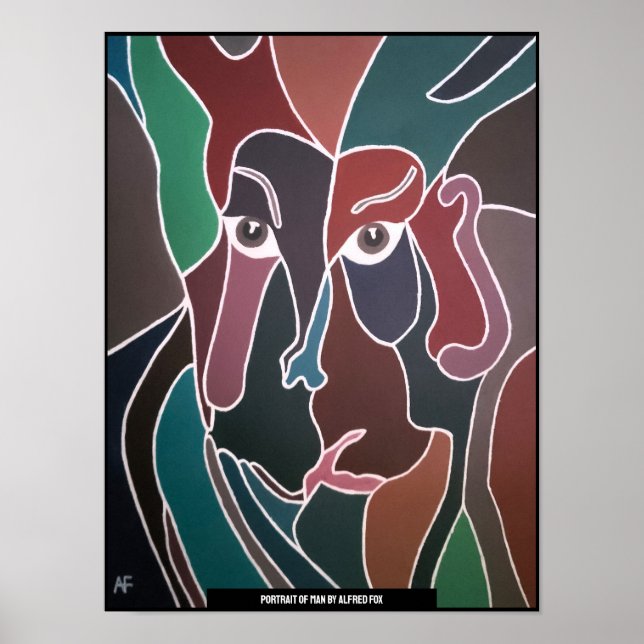 Portrait of Man Painting von Alfred Fox Poster (Vorne)