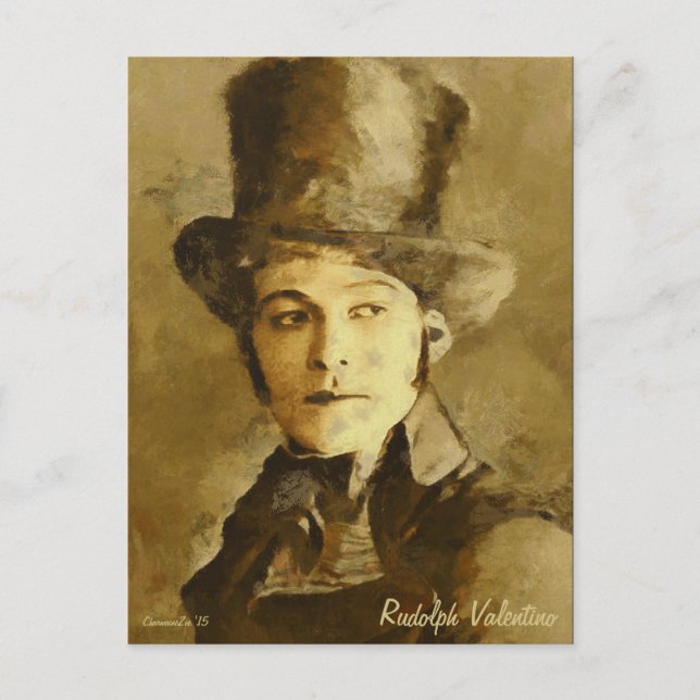Portrait of Rudolph Valentino Kunst, Dichtung und  Postkarte (Vorderseite)