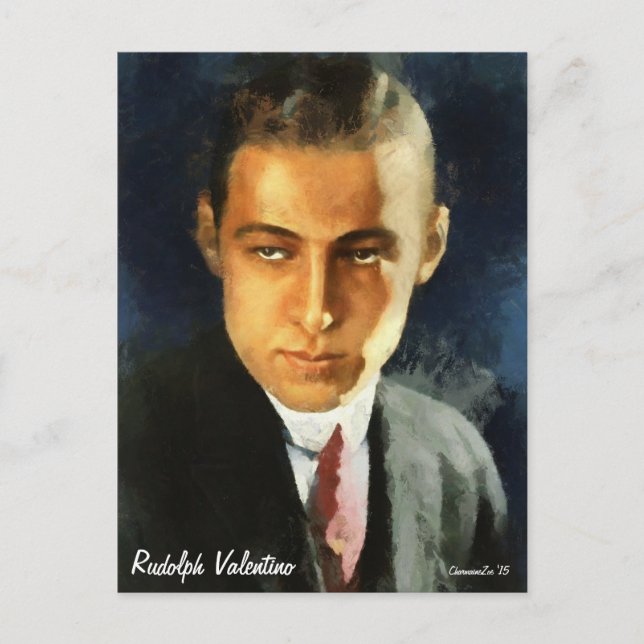 Portrait of Rudolph Valentino Kunst, Dichtung und  Postkarte (Vorderseite)